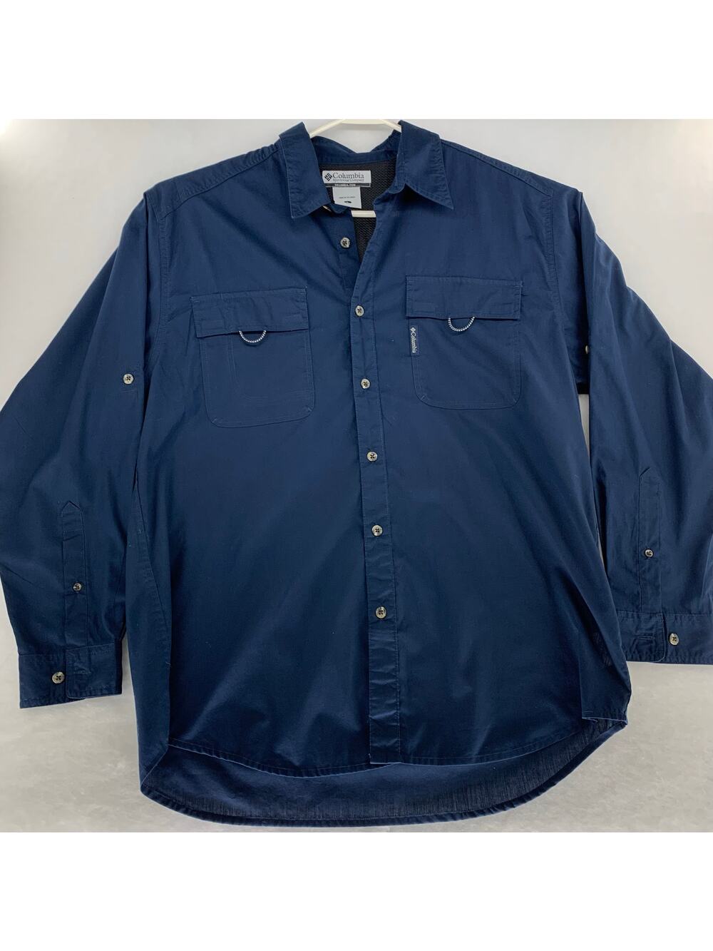Columbia Navy Blue Long Sleeve Mens Casual Long Sleeve Shirt Size L